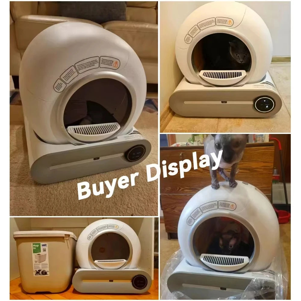 65L Smart Self-Cleaning Cat Litter Box Large Capacity Automatic App Control Closed Litter Box with Cat Litter Mat Garbage Bags