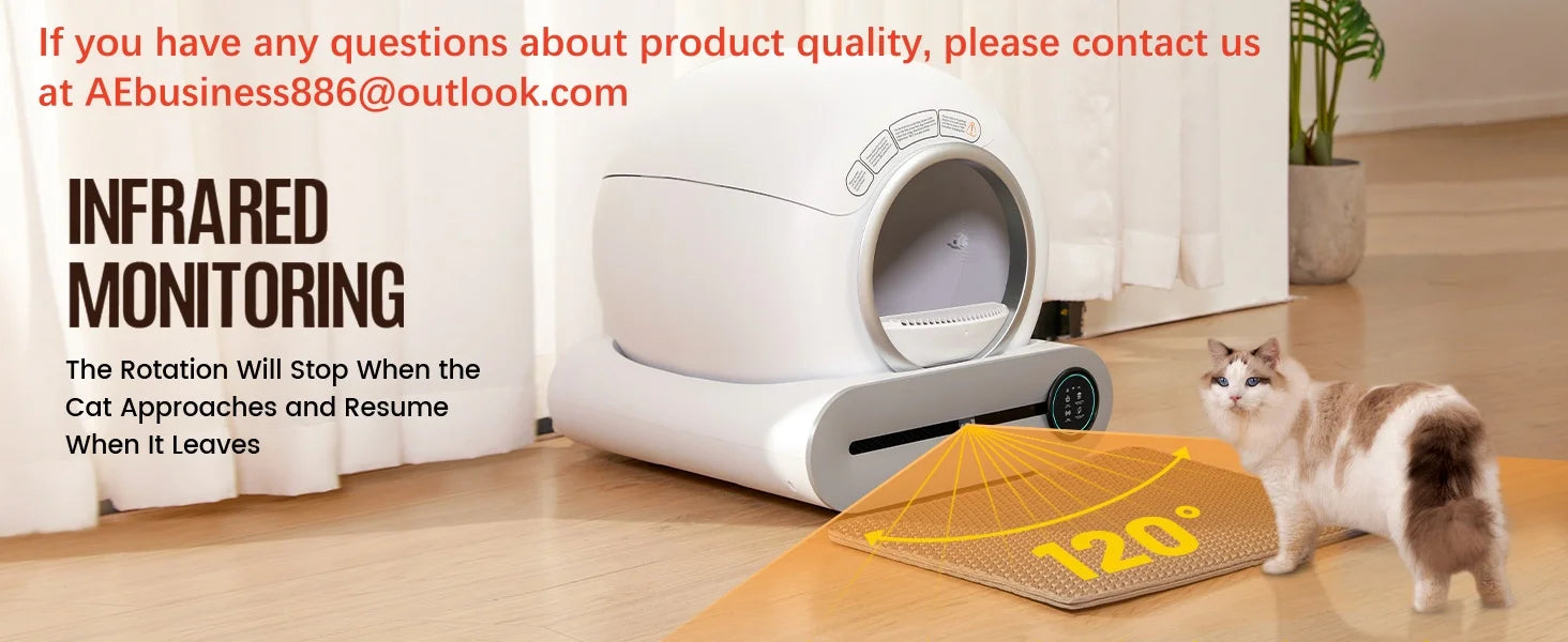 65L Smart Self-Cleaning Cat Litter Box Large Capacity Automatic App Control Closed Litter Box with Cat Litter Mat Garbage Bags