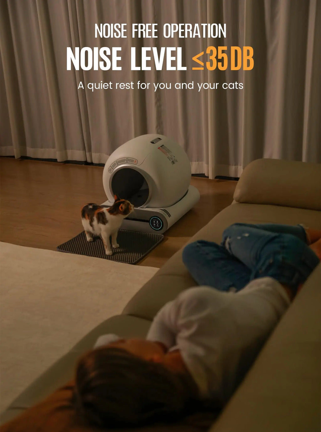 65L Smart Self-Cleaning Cat Litter Box Large Capacity Automatic App Control Closed Litter Box with Cat Litter Mat Garbage Bags