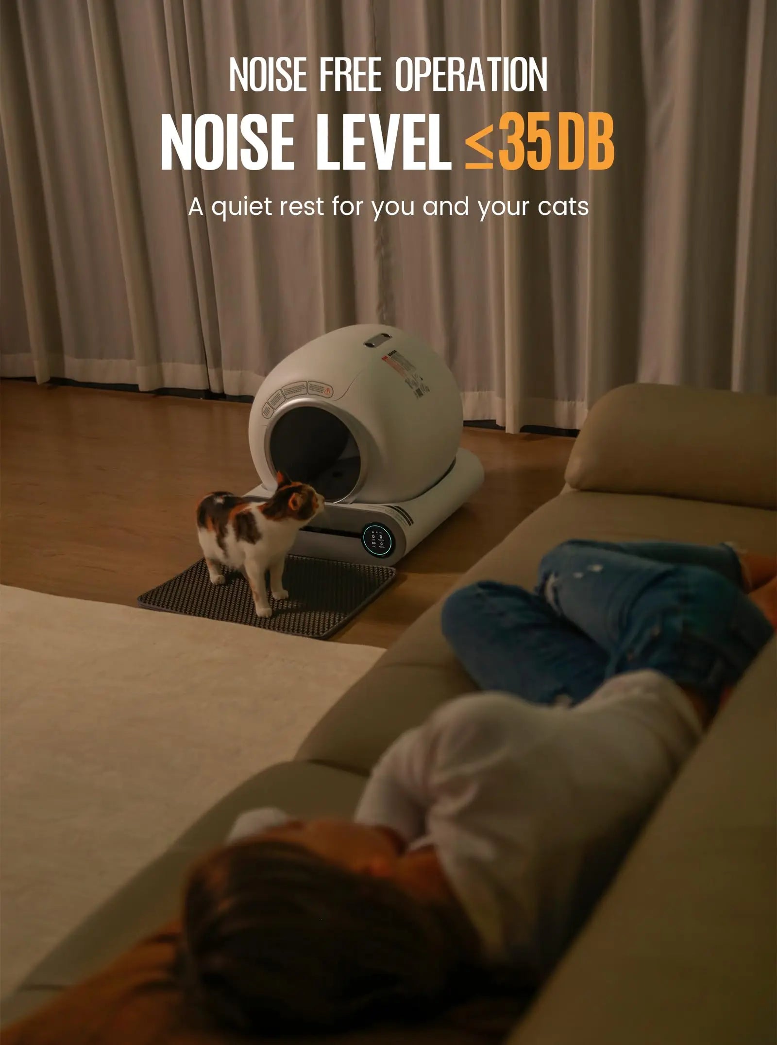 65L Smart Self-Cleaning Cat Litter Box Large Capacity Automatic App Control Closed Litter Box with Cat Litter Mat Garbage Bags