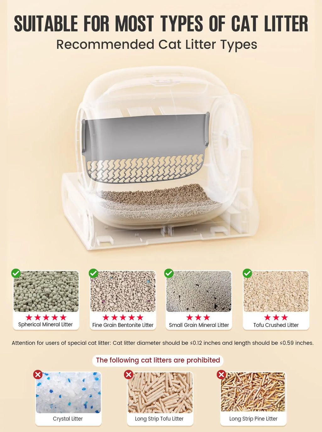 65L Smart Self-Cleaning Cat Litter Box Large Capacity Automatic App Control Closed Litter Box with Cat Litter Mat Garbage Bags