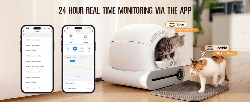 65L Smart Self-Cleaning Cat Litter Box Large Capacity Automatic App Control Closed Litter Box with Cat Litter Mat Garbage Bags