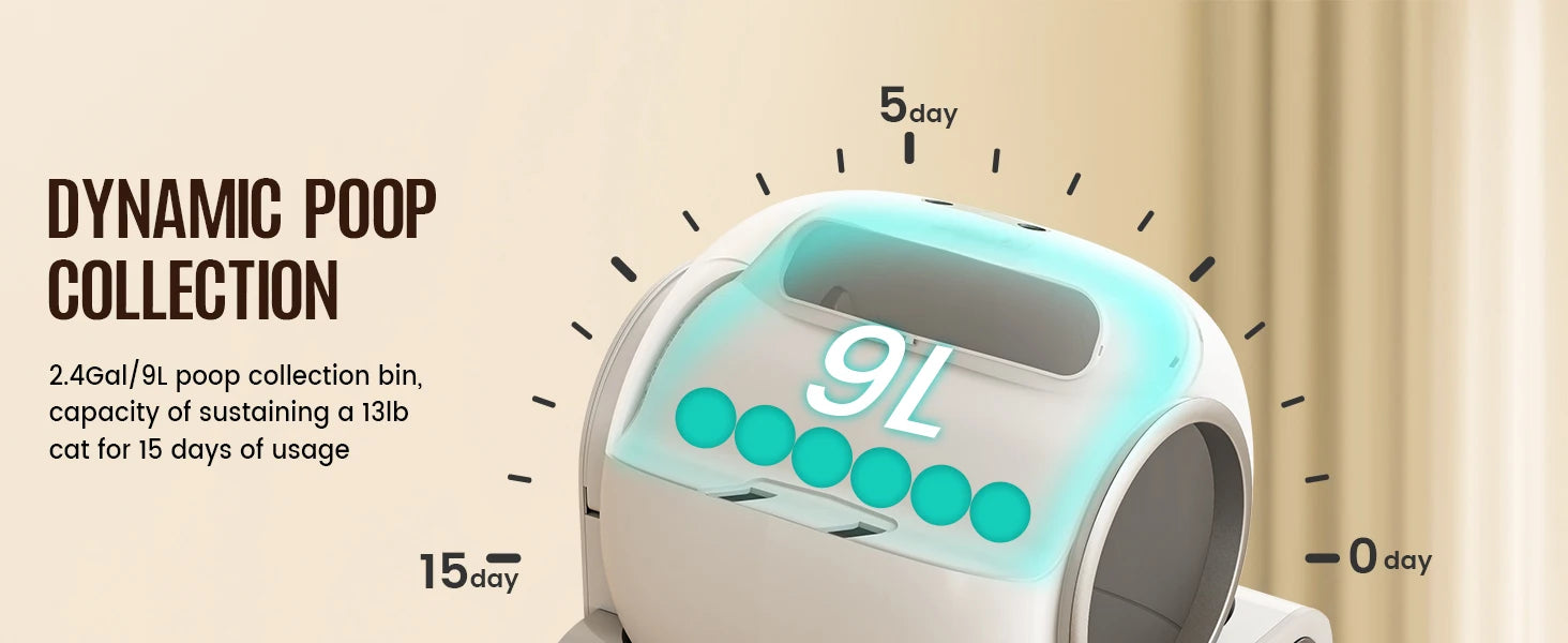 65L Smart Self-Cleaning Cat Litter Box Large Capacity Automatic App Control Closed Litter Box with Cat Litter Mat Garbage Bags