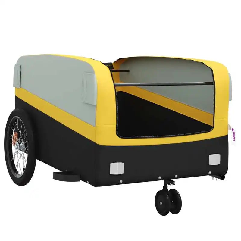 Black and Yellow Bicycle Trailer 45 kg Iron