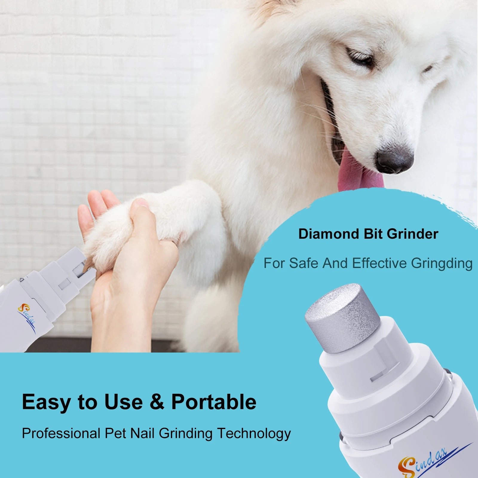 Lima Elétrica para Unhas de Cão e Gato — Silenciosa, Recarregável USB