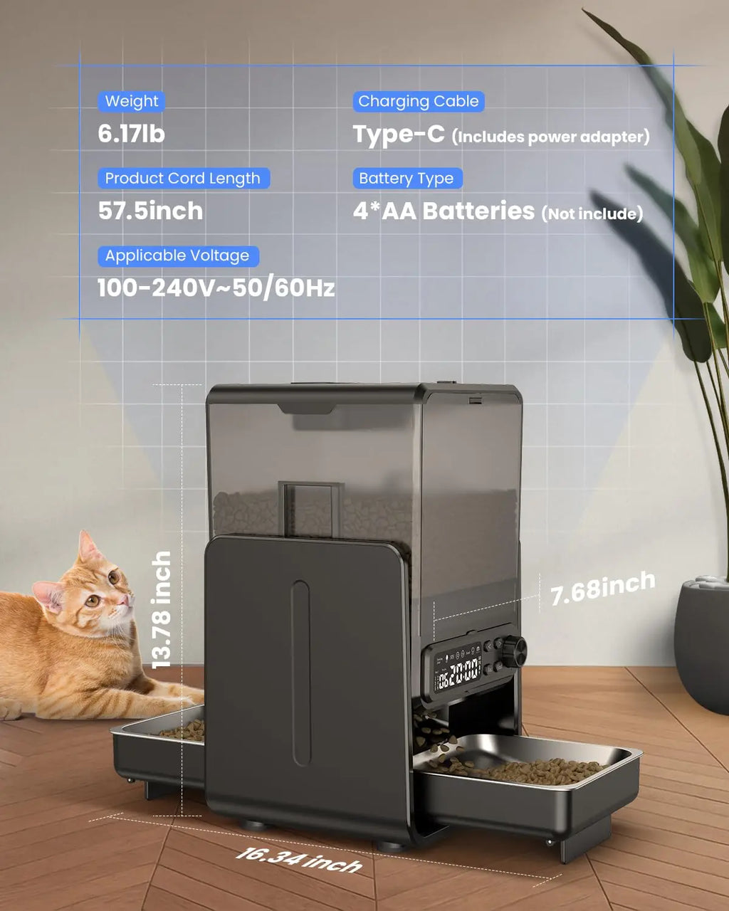 Alimentador Automático 5G WiFi para 2 Gatos — 2 Tigelas e 5L de Capacidade