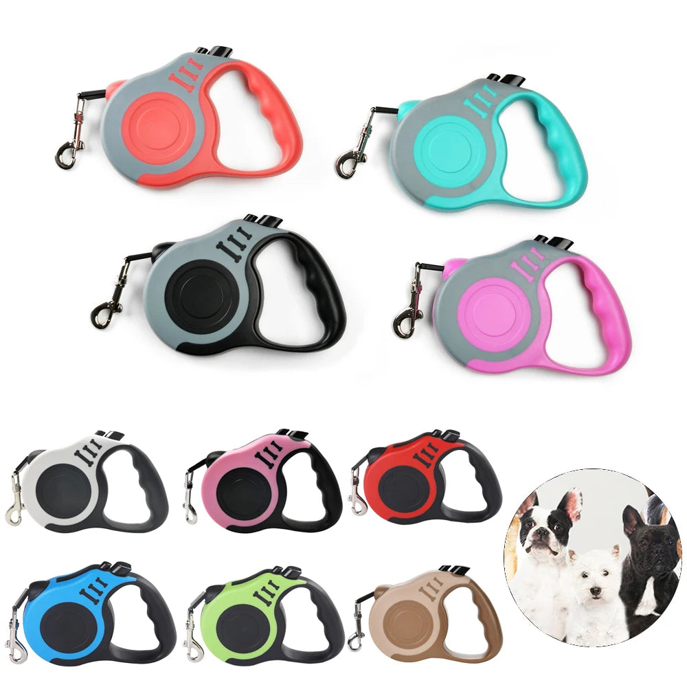 Trela Retrátil para Cão — 3m ou 5m, Nylon Resistente