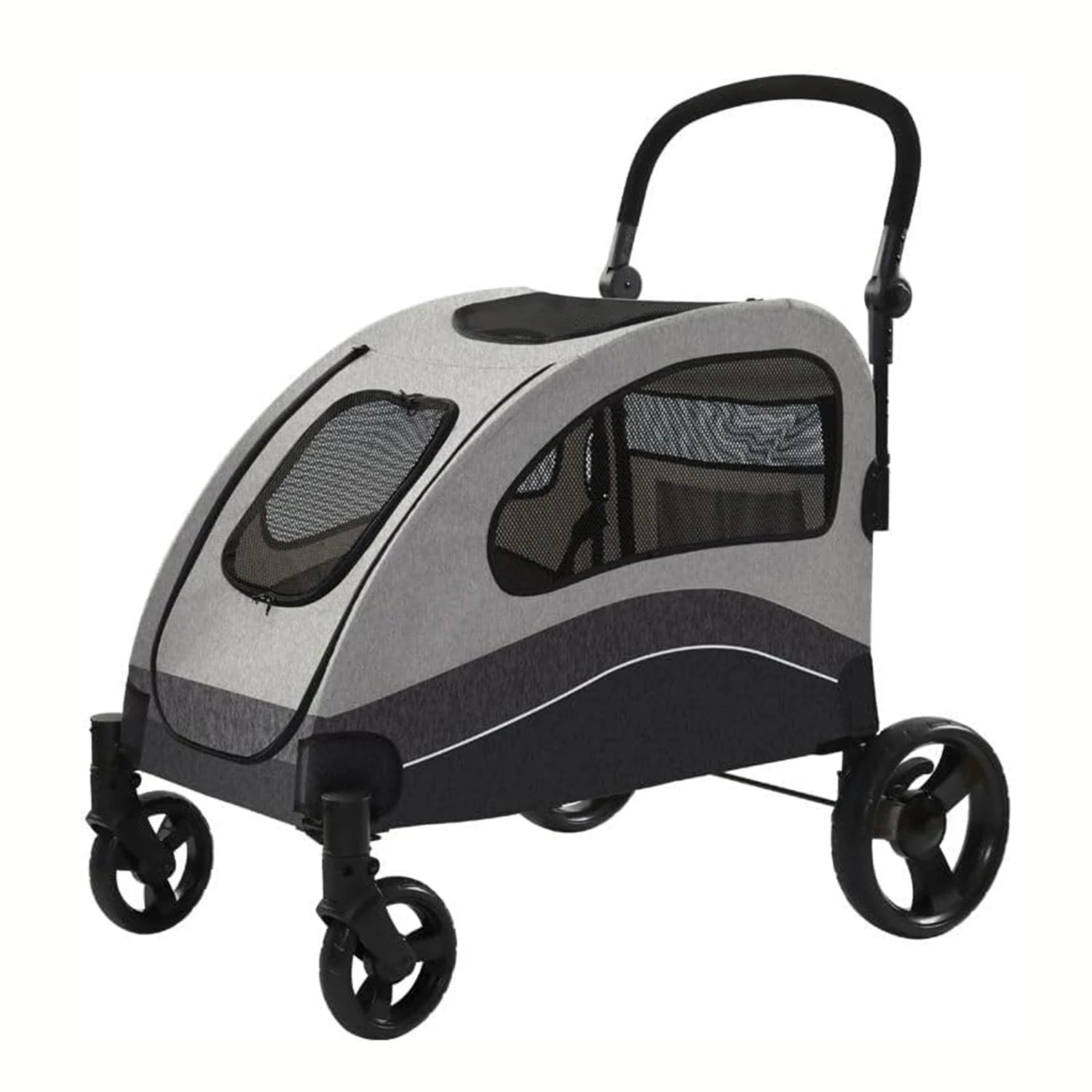 Dog Buggy Stroller Dog Box Transport Foldable Cat Stroller 360° Wear-resistant Rubber Wheels, Pet Wagon with Breathable Mesh