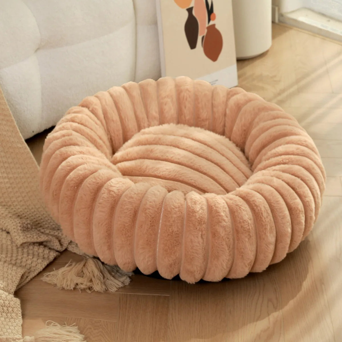 Cama Redonda para Cão Grande e Gato — Lavável e Quente