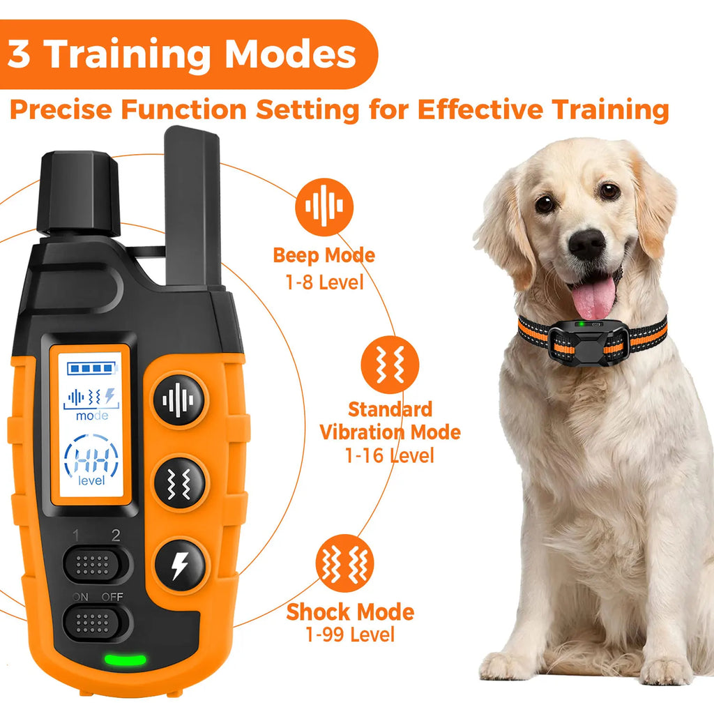 Coleira de Treino Elétrica para Cão — Controlo Remoto até 1000m, Impermeável