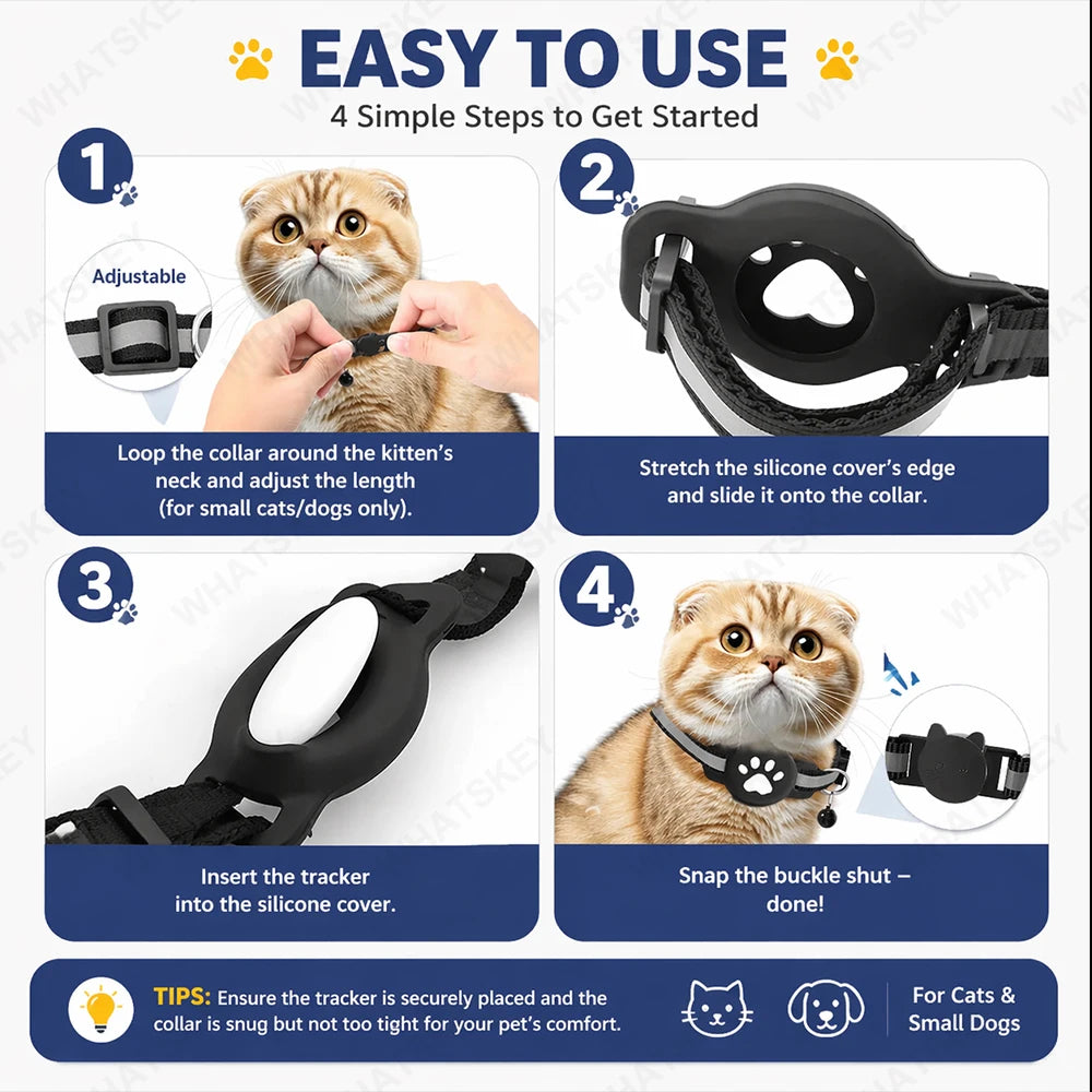 Coleira com Localizador GPS Ajustável para Gato e Cão