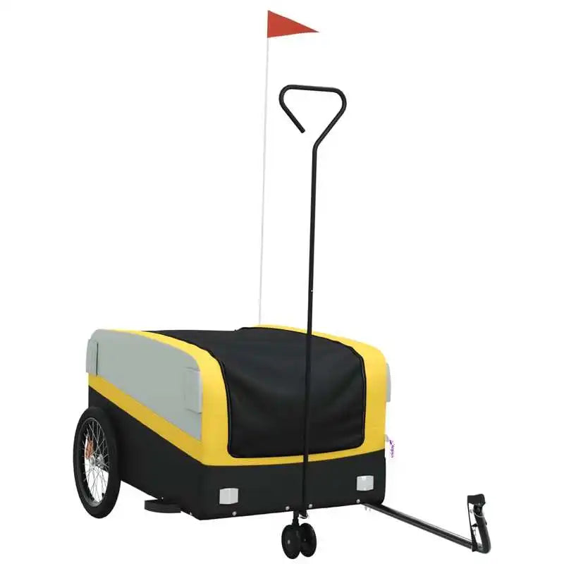Black and Yellow Bicycle Trailer 45 kg Iron