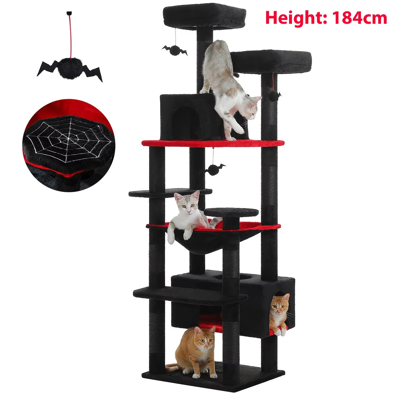 Arranhador Torre para Gato Multi-Nível com Rede e Hammock — Grande