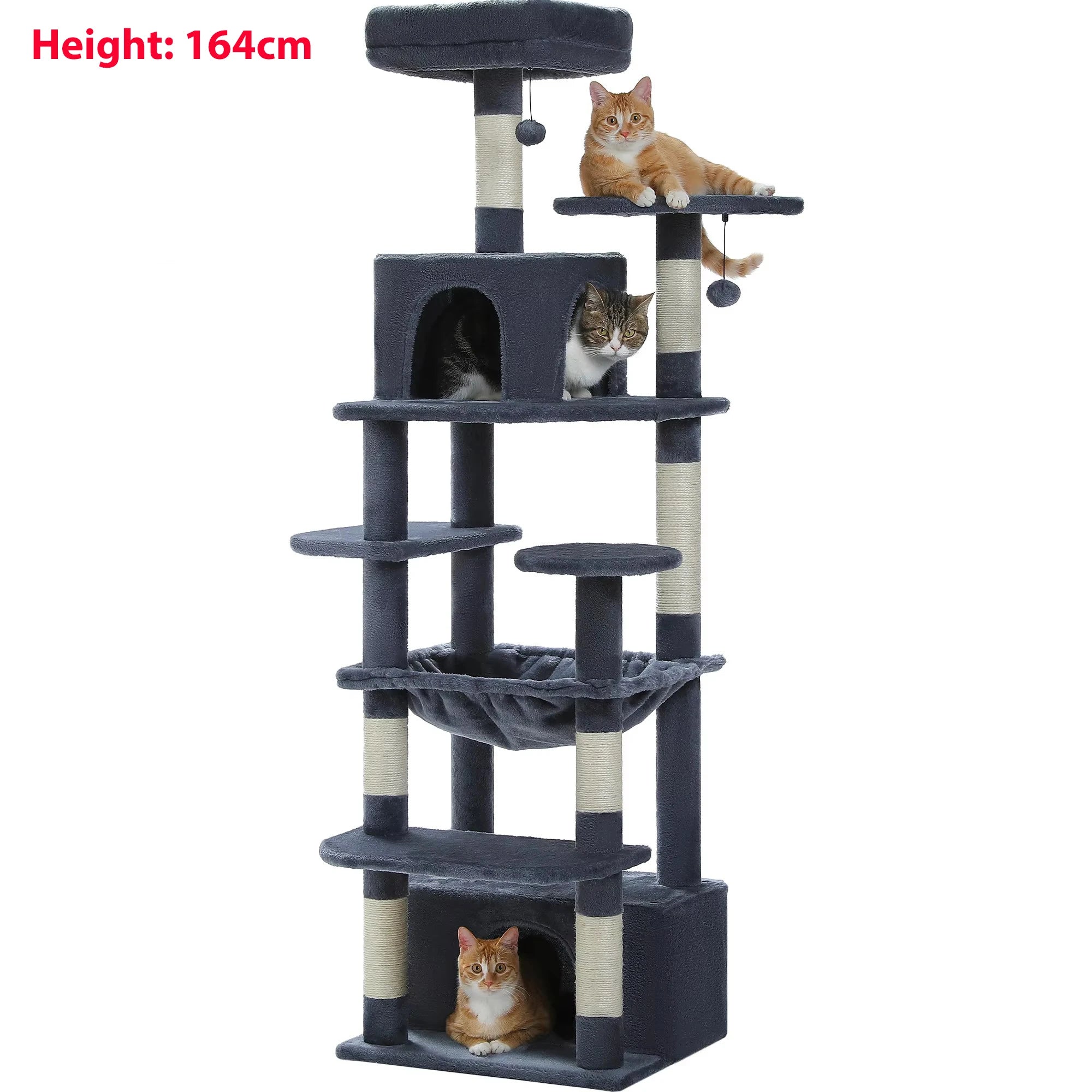 Arranhador Torre para Gato Multi-Nível com Rede e Hammock — Grande