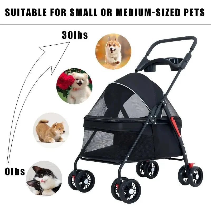 Pet cart, baby cart, small pet cart, lightweight and foldable, suitable for outdoor travel, dog and cat supplies