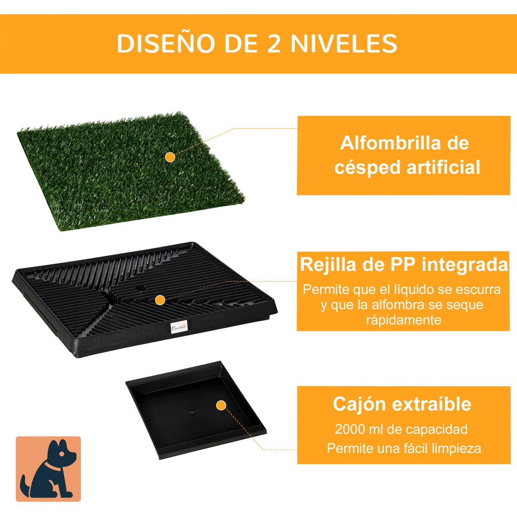 Tapete de Relva Sintética para Treino de Cão Pawhut — Lavável, 51x63x6cm