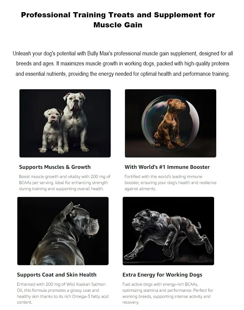 300G BULLY MAX 11 IN 1 MUSCLE GAIN Supplement For Dogs, Enhances Strength Endurance, Boosts Performance Training