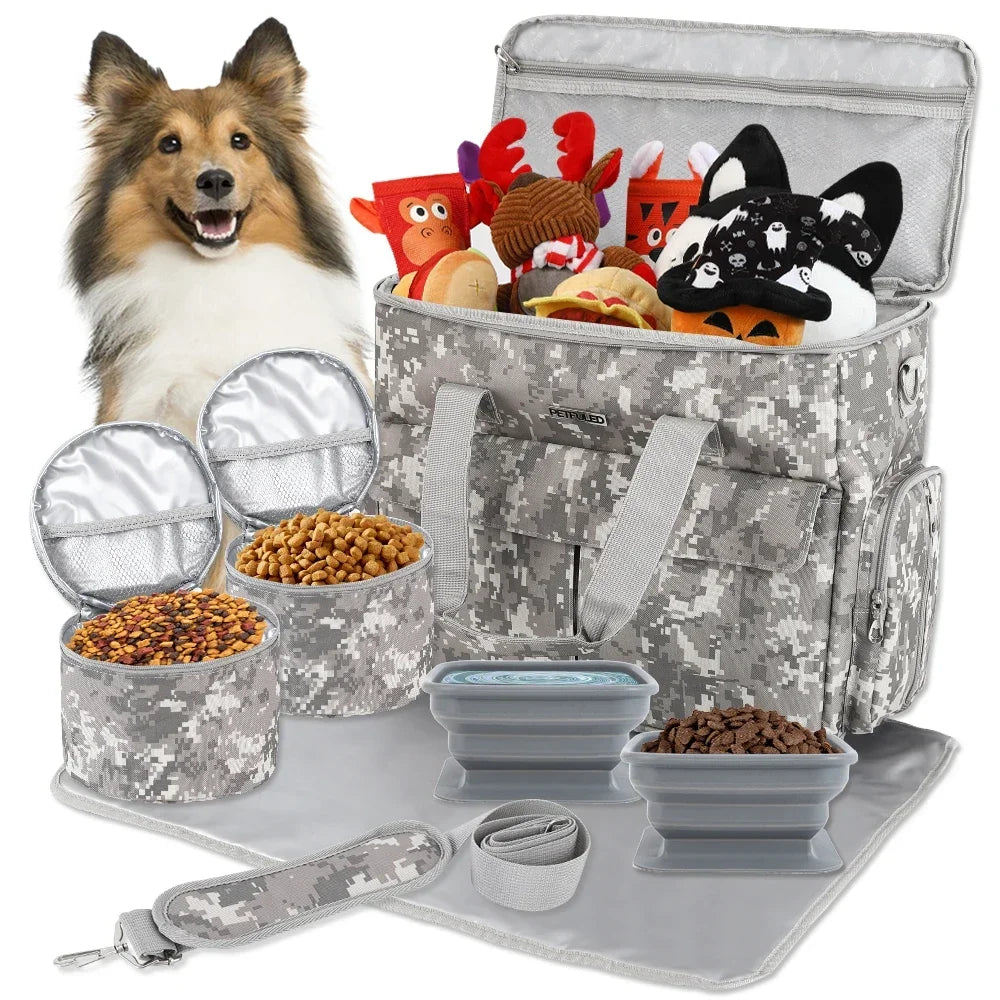 Conjunto de Viagem para Cão — 6 Peças, Aprovado para Avião, com Bolsos Multifunções