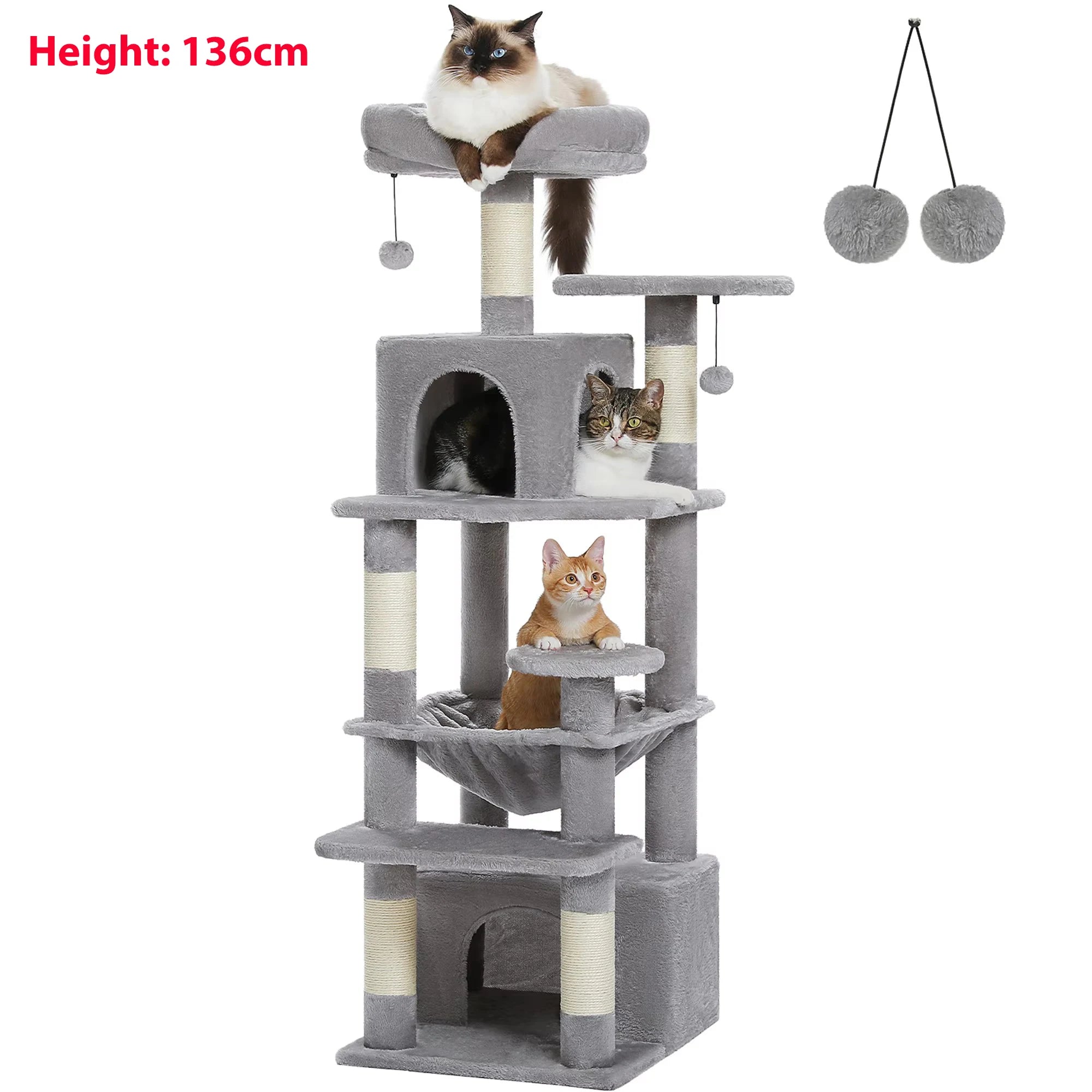 Arranhador Torre para Gato Multi-Nível com Rede e Hammock — Grande