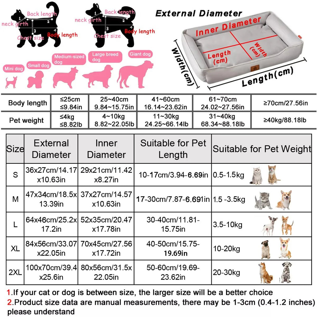 Cama Quadrada para Cão Grande — Todas as Estações, Resistente e Impermeável