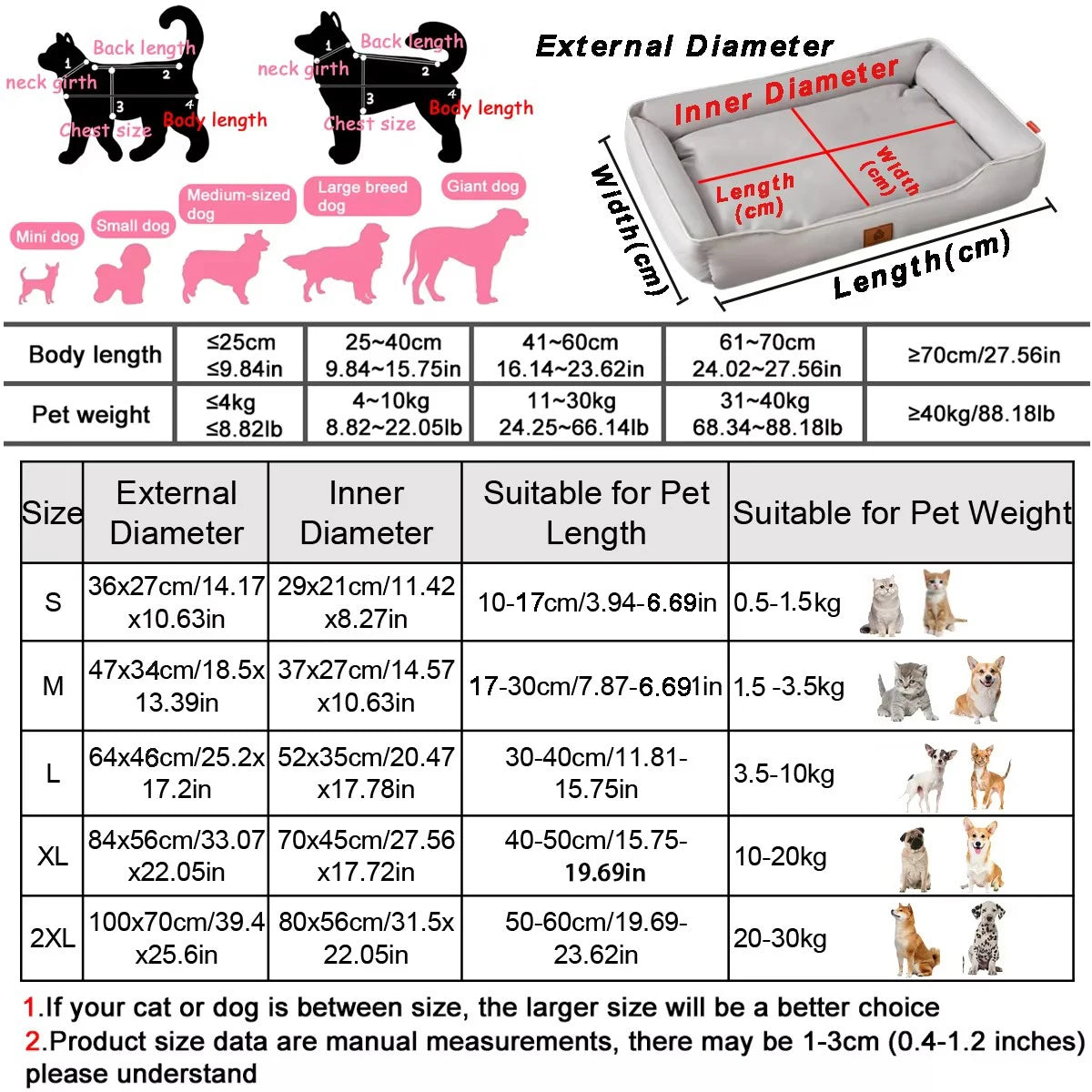 Cama Quadrada para Cão Grande — Todas as Estações, Resistente e Impermeável