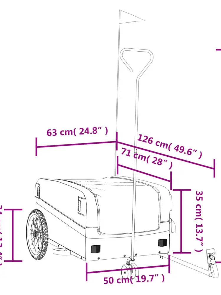 Black and Yellow Bicycle Trailer 45 kg Iron