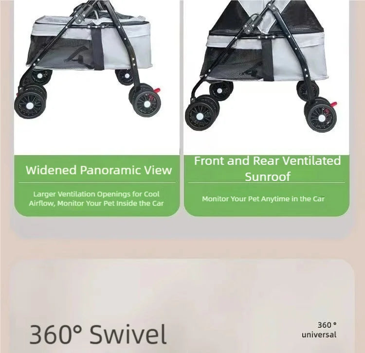 Pet cart, baby cart, small pet cart, lightweight and foldable, suitable for outdoor travel, dog and cat supplies