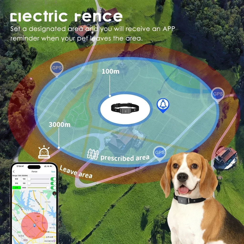 IP67 Waterproof 4G GPS Tracker for Dogs Cats Mini Real Time Anti Lost Pet Locator Smart Collar with App Control
