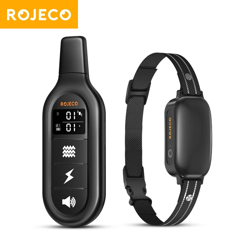 Coleira de Treino Elétrica ROJECO — Recarregável, Impermeável IPX7, Controlo Remoto