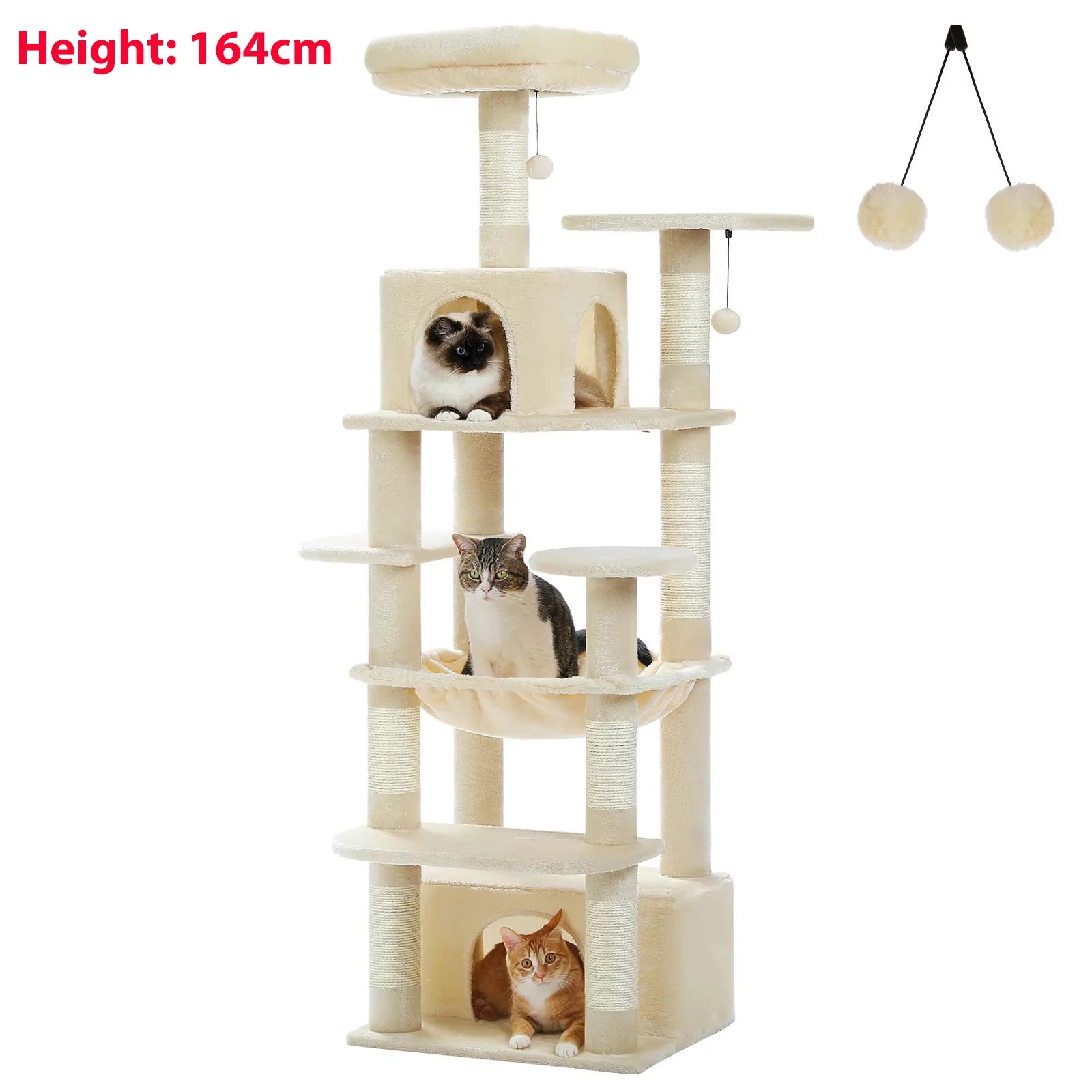 Arranhador Torre para Gato Multi-Nível com Rede e Hammock — Grande