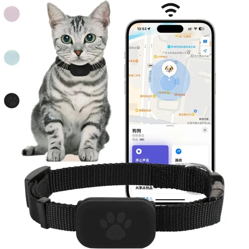Rastreador GPS Bluetooth para Cão e Gato — Alerta de Movimento Anti-Perda