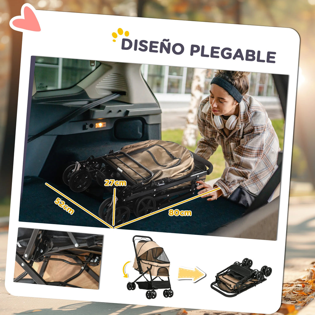 Pawhut Foldable Dog Stroller with Universal Wheels