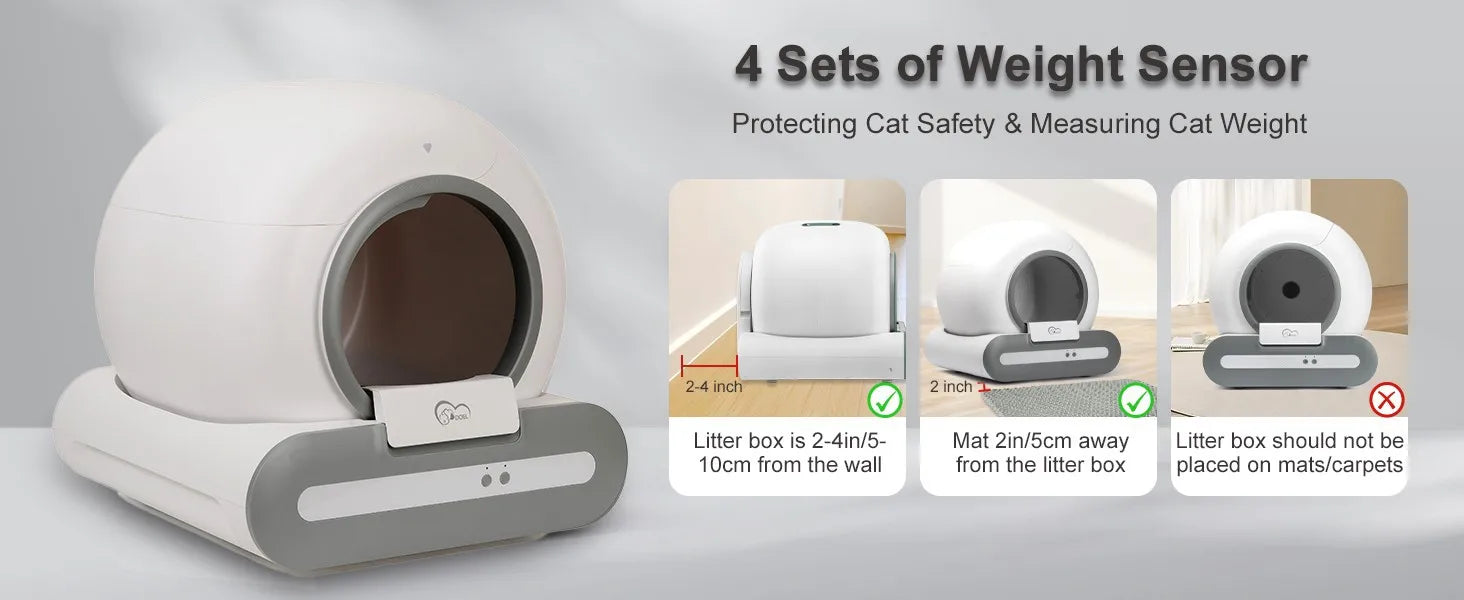 DOEL 65L Self-Cleaning Cat Litter Box App Control, ONLY Supports 2.4G WiFi w/Litter Mat&Trash Bags, Fit for Tofu & Mixed Litter