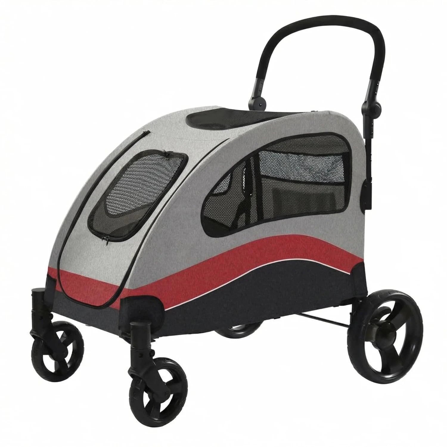 Dog Buggy Stroller Dog Box Transport Foldable Cat Stroller 360° Wear-resistant Rubber Wheels, Pet Wagon with Breathable Mesh