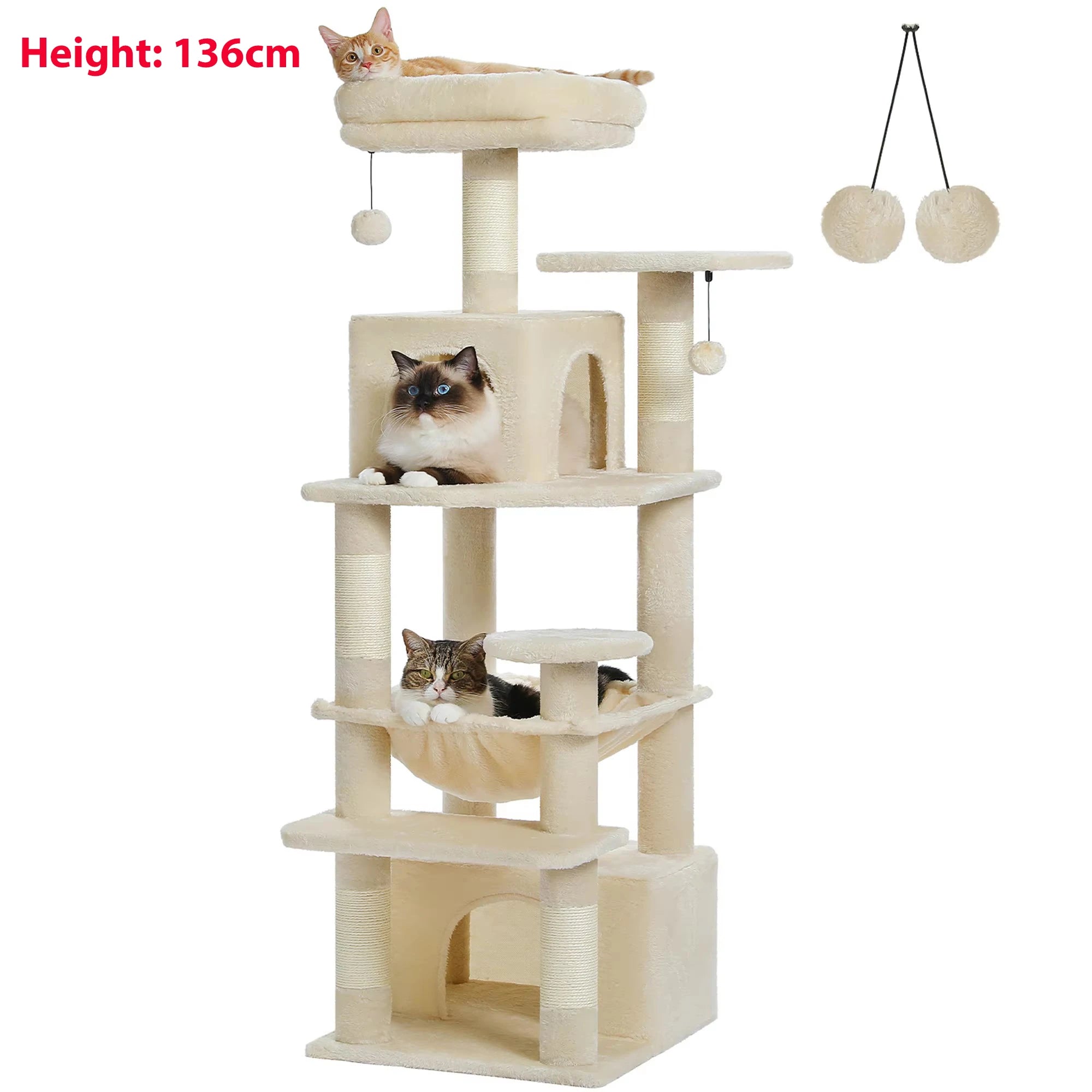 Arranhador Torre para Gato Multi-Nível com Rede e Hammock — Grande