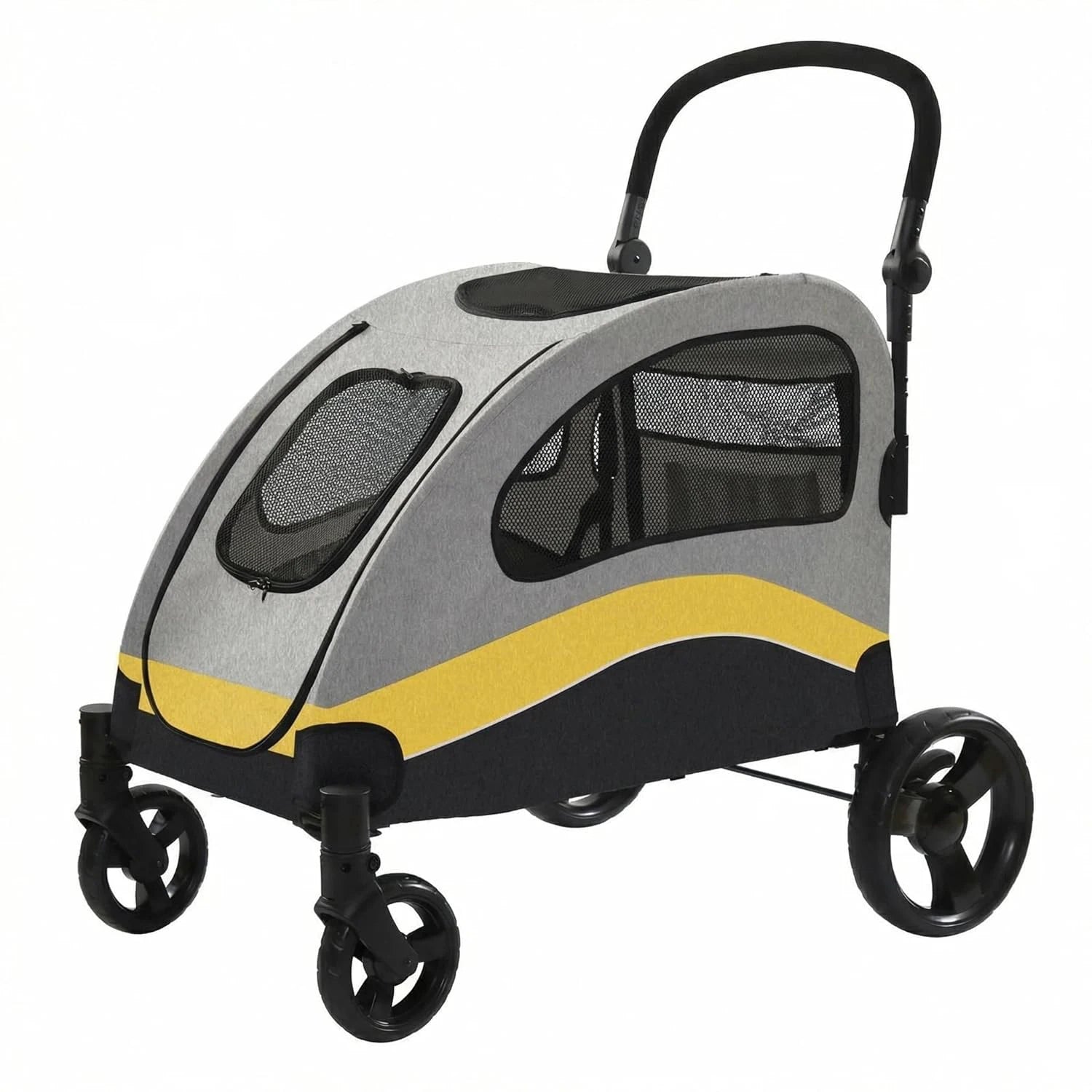 Dog Buggy Stroller Dog Box Transport Foldable Cat Stroller 360° Wear-resistant Rubber Wheels, Pet Wagon with Breathable Mesh