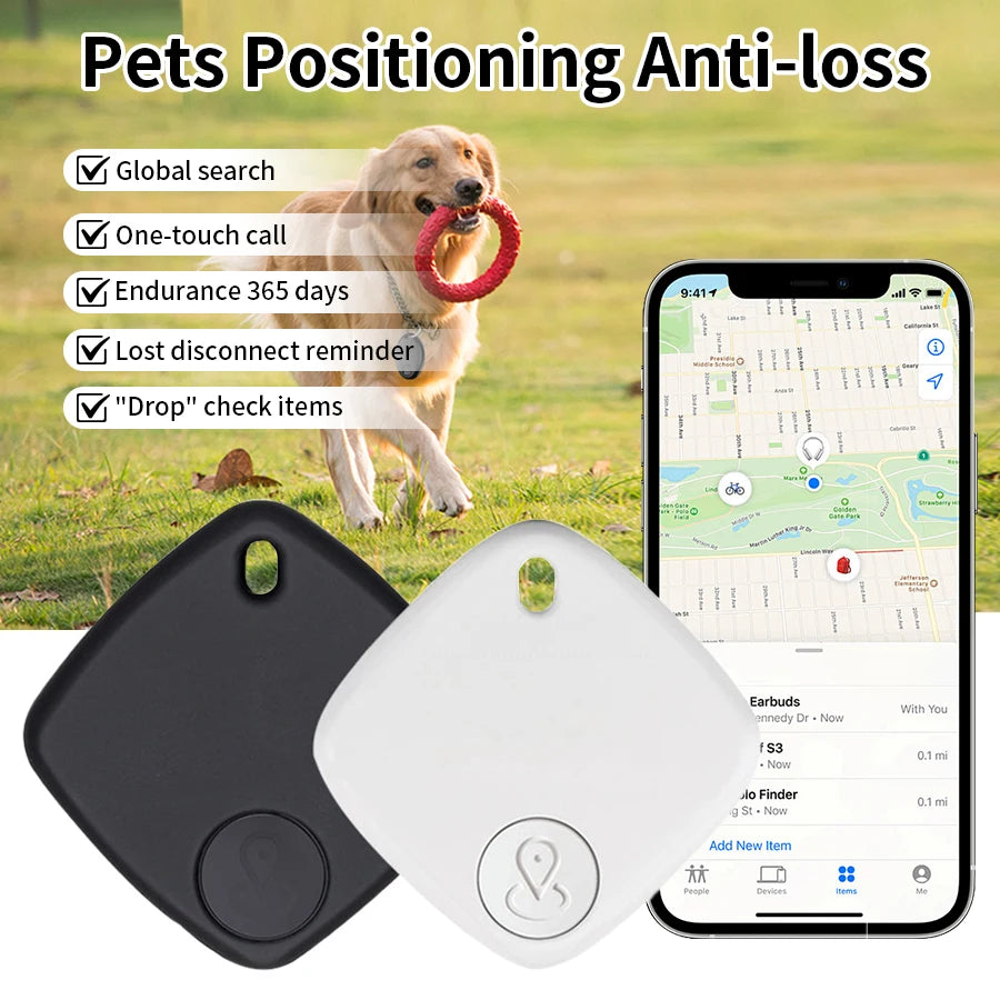 Mini Pet Bluetooth Tracker, Anti-Lost GPS Locator for Cat Dog, Smart Pet Finder Device Compatible with IOS Android & Find My App