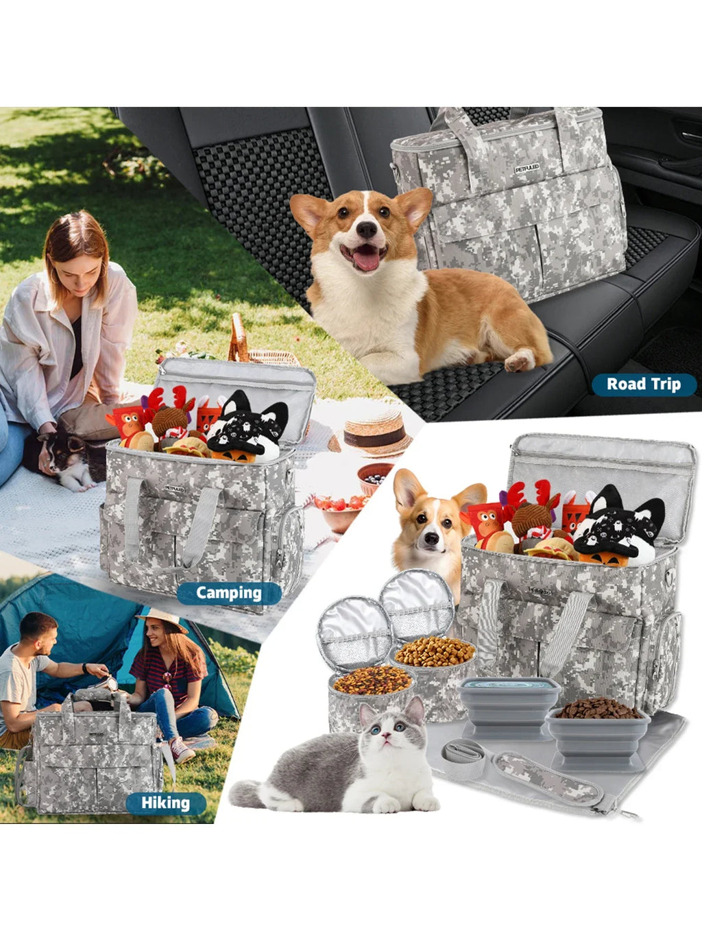 Conjunto de Viagem para Cão — 6 Peças, Aprovado para Avião, com Bolsos Multifunções