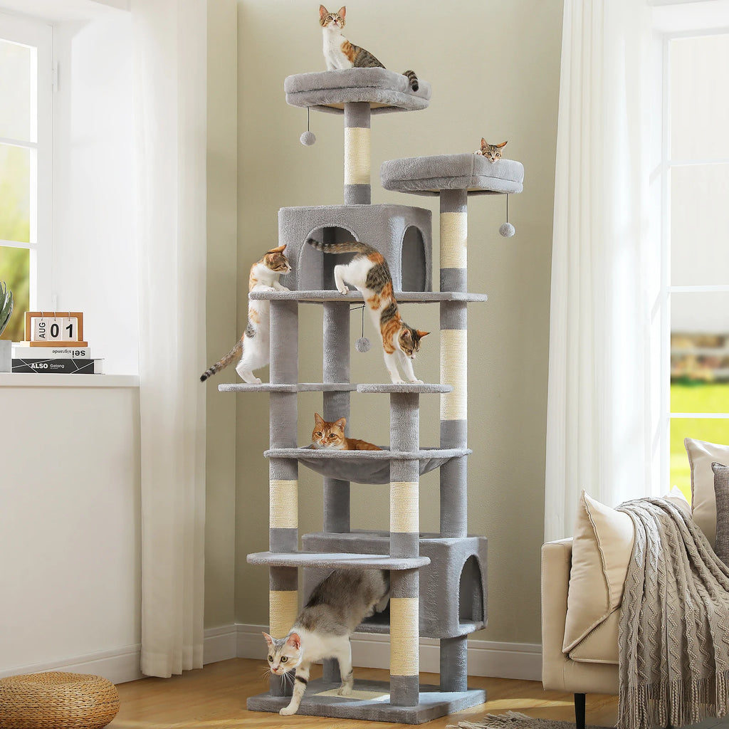 Arranhador Torre para Gato Multi-Nível com Rede e Hammock — Grande
