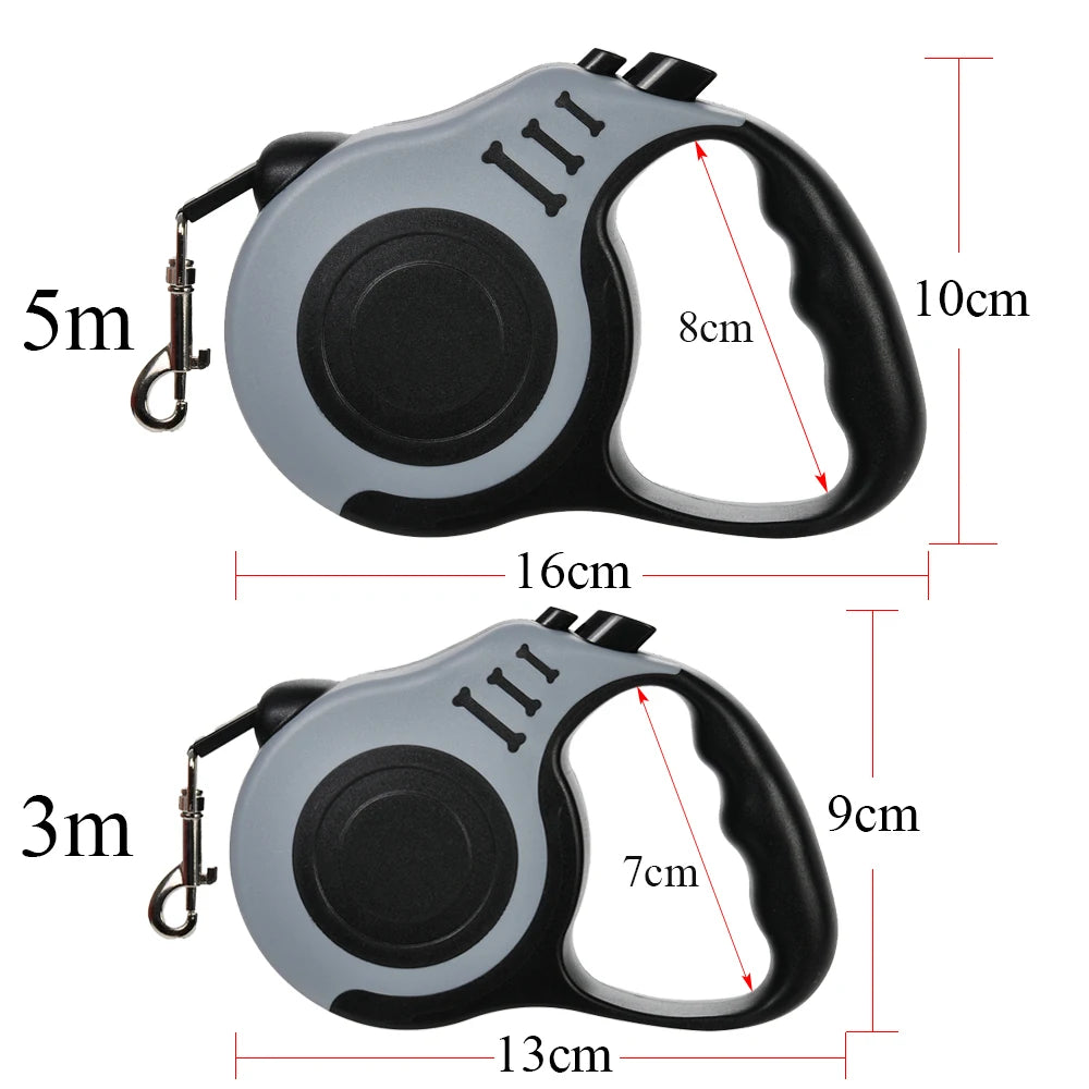Trela Retrátil para Cão — 3m ou 5m, Nylon Resistente