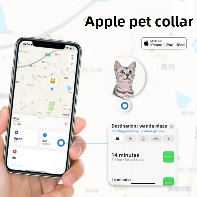 Rastreador GPS Bluetooth para Cão e Gato — Alerta de Movimento Anti-Perda