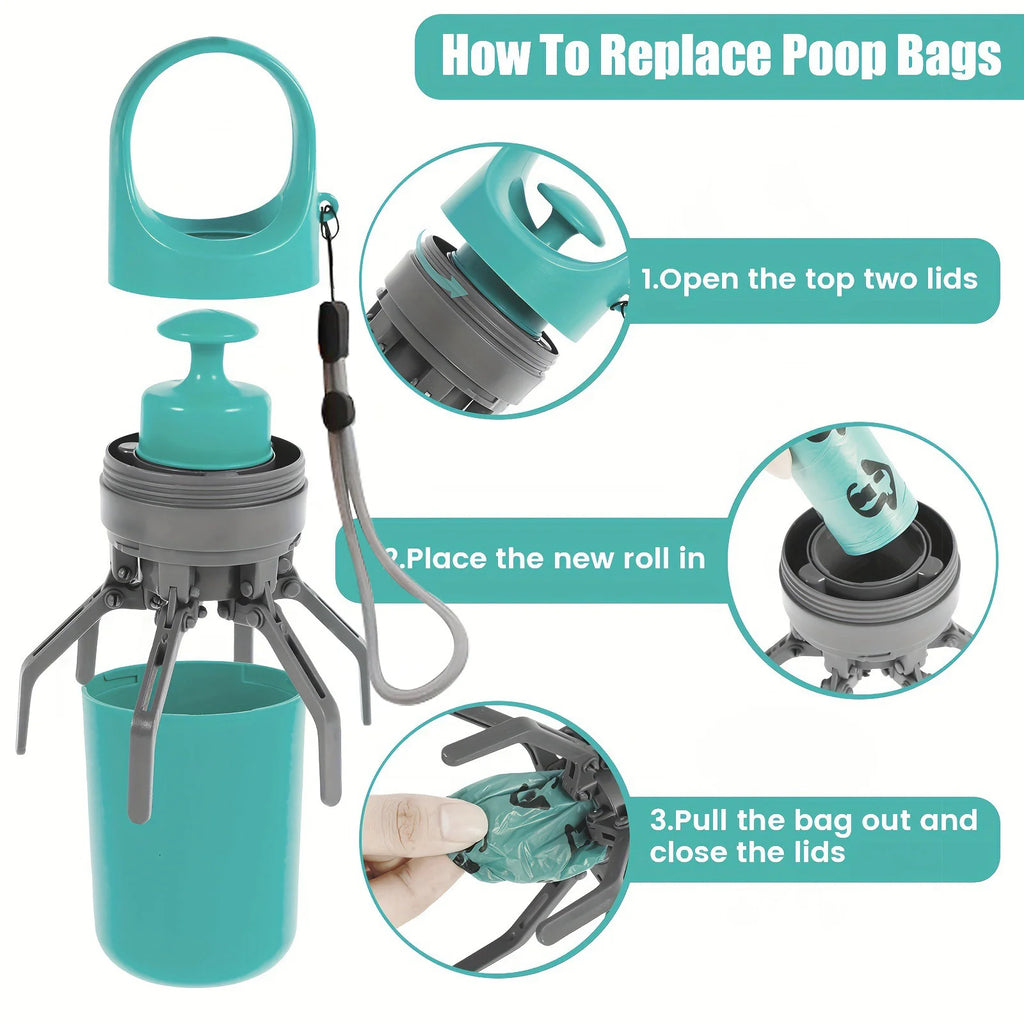 Apanhador de Fezes Portátil para Cão — Design 6 Garras, com Sacos Incluídos
