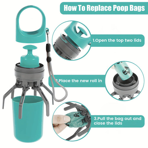 Apanhador de Fezes Portátil para Cão — Design 6 Garras, com Sacos Incluídos
