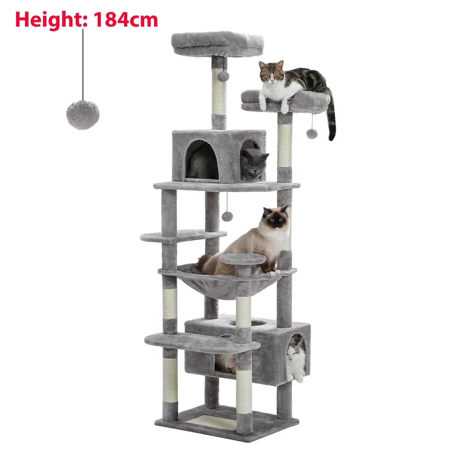 Arranhador Torre para Gato Multi-Nível com Rede e Hammock — Grande