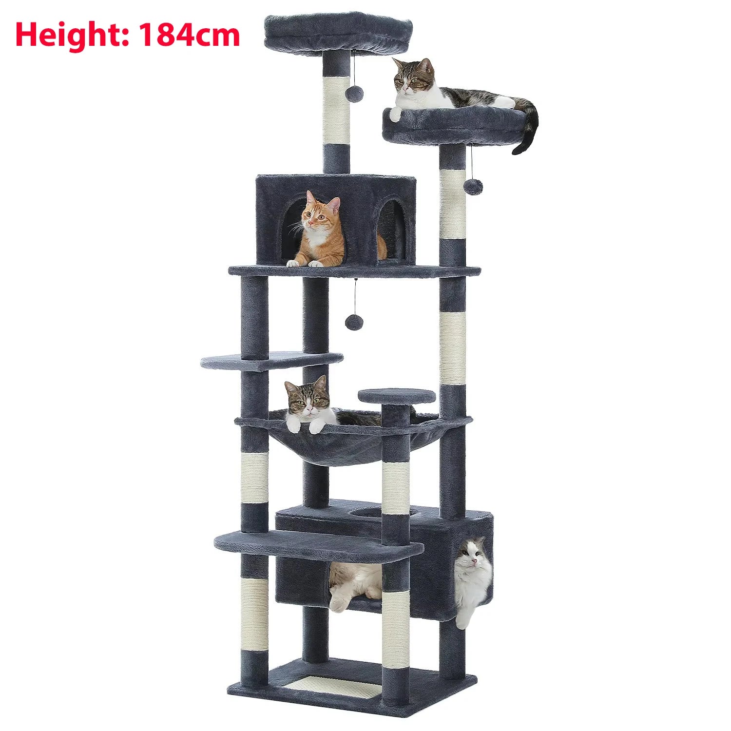 Arranhador Torre para Gato Multi-Nível com Rede e Hammock — Grande