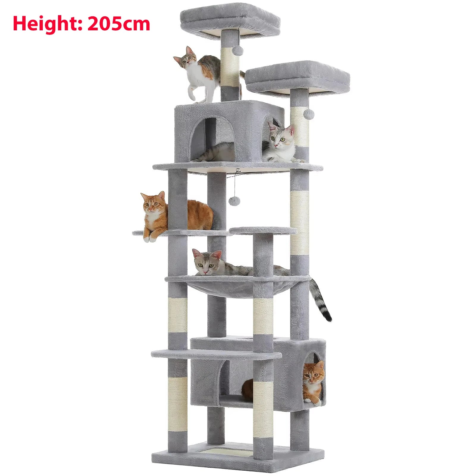 Arranhador Torre para Gato Multi-Nível com Rede e Hammock — Grande