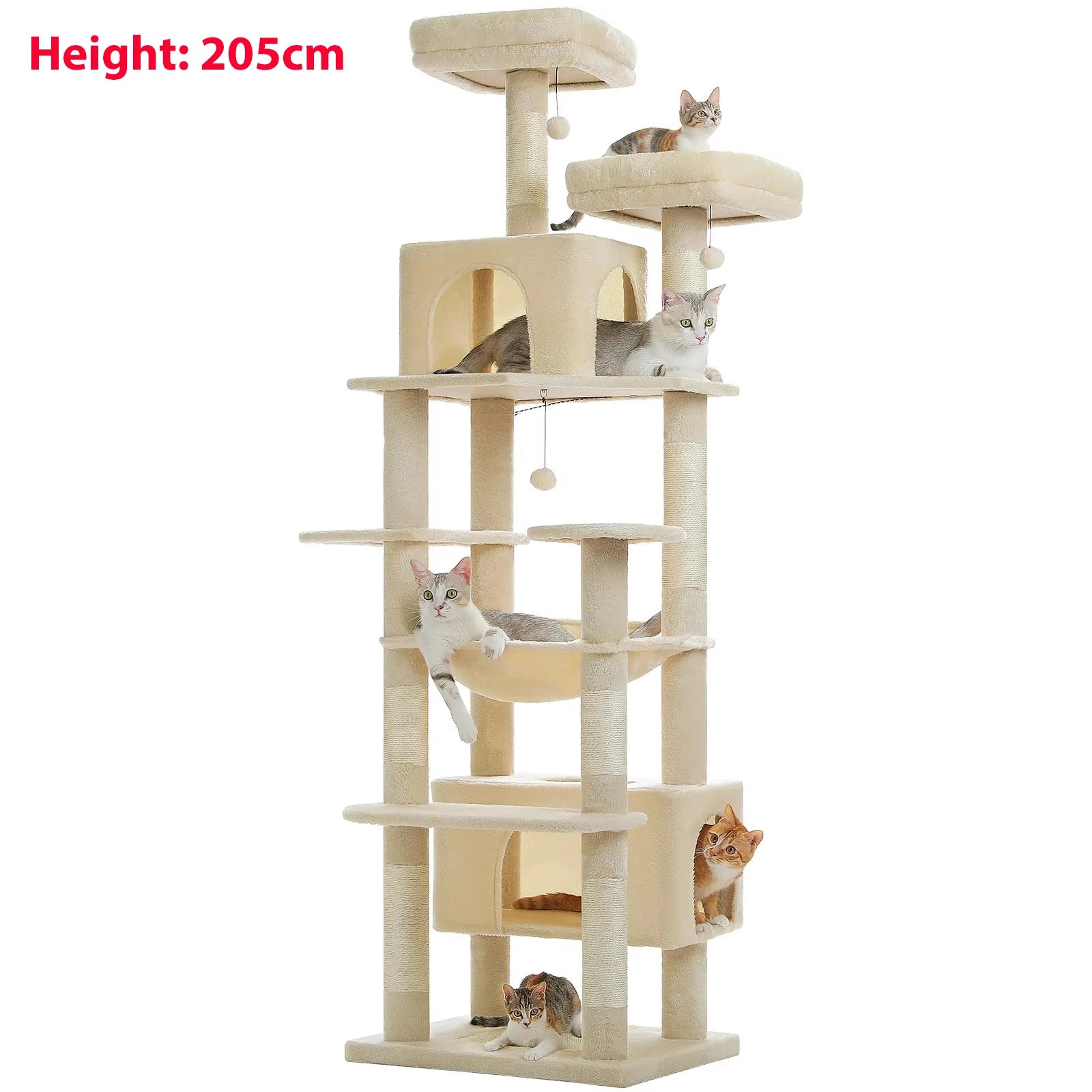 Arranhador Torre para Gato Multi-Nível com Rede e Hammock — Grande