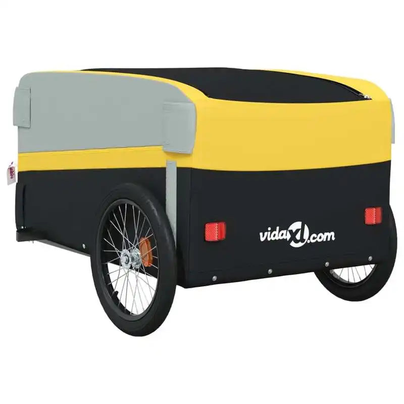 Black and Yellow Bicycle Trailer 45 kg Iron