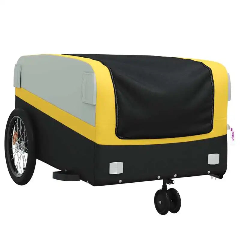 Black and Yellow Bicycle Trailer 45 kg Iron