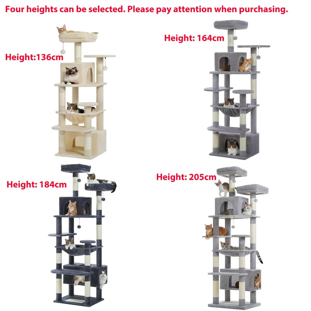Arranhador Torre para Gato Multi-Nível com Rede e Hammock — Grande